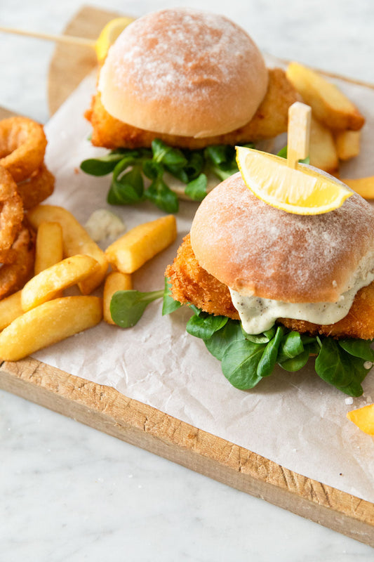 Crispy Cornish Pollock Fish Burger with Tartar Sauce