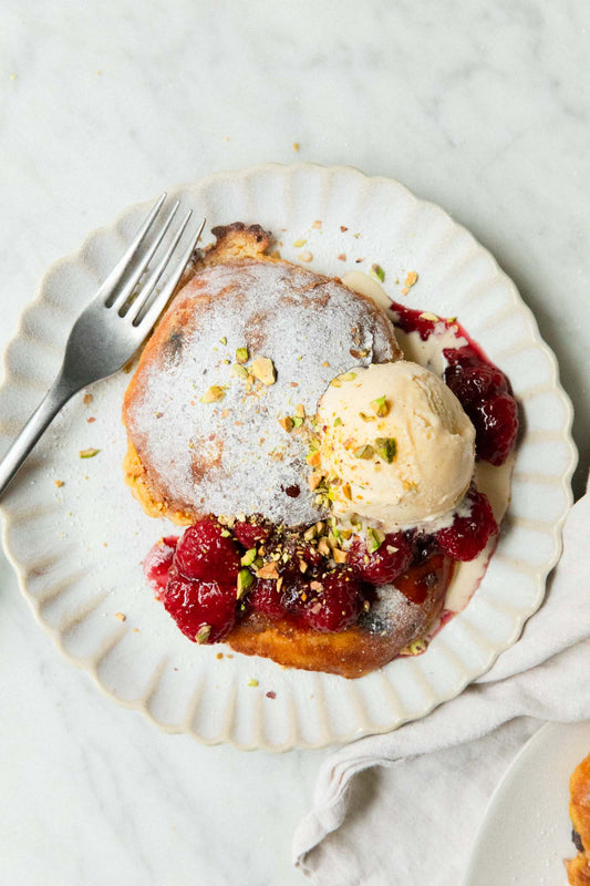 Saffron Bun French Toast with Raspberry Compote & Cornish Ice Cream