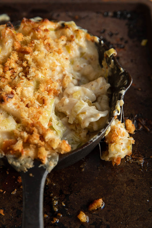 Mini Skillet Mac & Cheese with Leeks & Cornish Cheddar