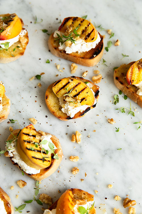 Summer Entertaining Made Easy with Goat’s Cheese & Peach Crostini