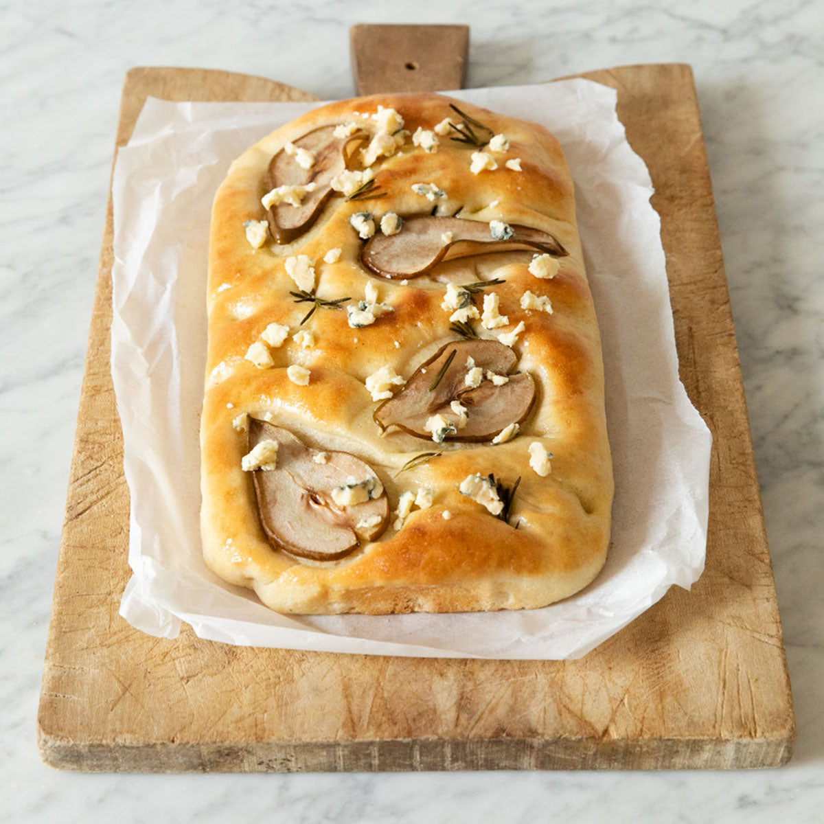 Pear, Rosemary and Cornish Blue Focaccia